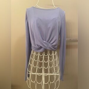 Forever 21 Cropped Purple Front Twist Long-Sleeve Top